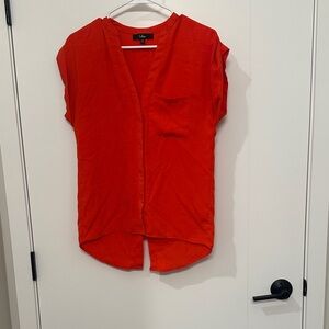 LuLus Women's Bright Orange Button Down Shirt